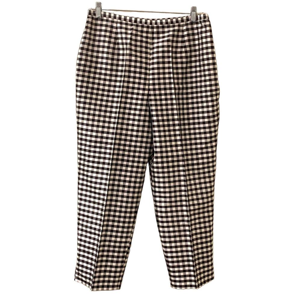 Valerie by Valerie Stevens Woman Black and White Silk Gingham Pants, Size 16W